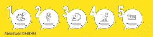 Friend, Working hours and Bitcoin graph line icons set. Timeline process infograph. Online accounting sign. Love, Project deadline, Cryptocurrency analytics. Web audit. Business set. Vector