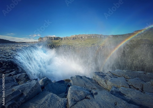 Powerful waterfalls of Detifoss in Iceland	 photo