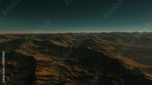 alien planet landscape  view from a beautiful planet  beautiful space background 3d render