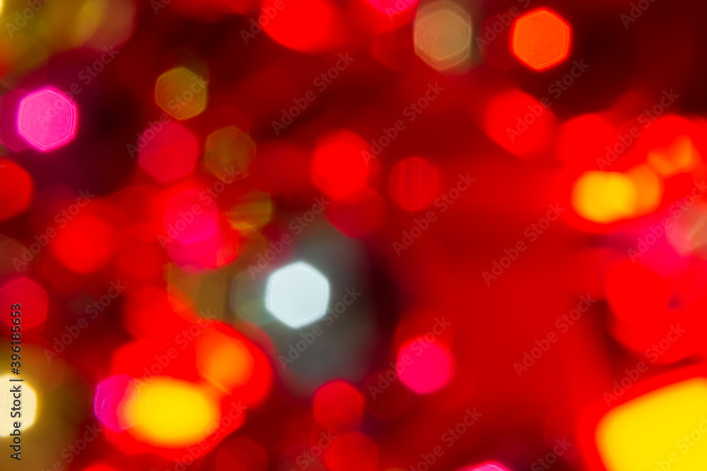 Red and yellow holiday bokeh. Abstract Christmas background.