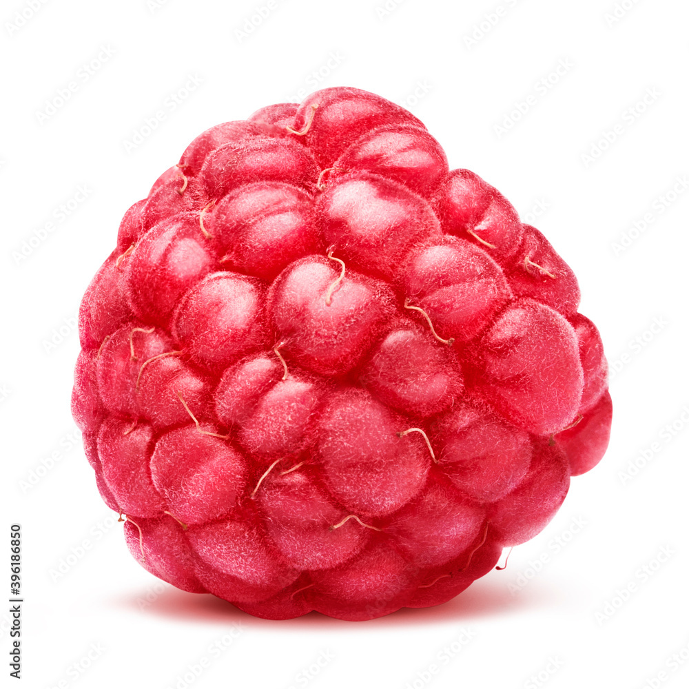 Bright red raspberry on a white background Bright red raspberry on a white background