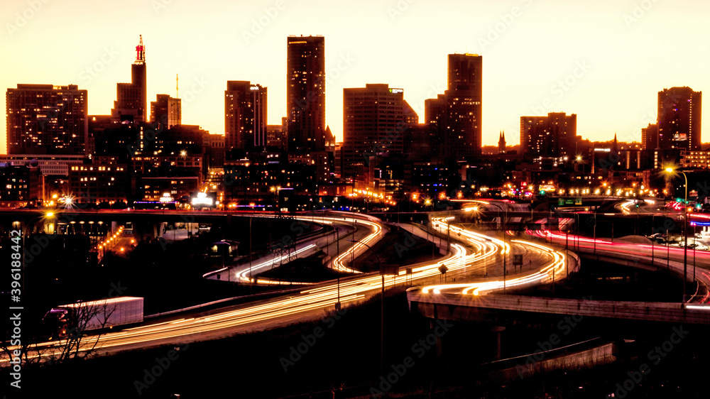 Fototapeta premium The night scene of downtown St. Paul, Minnesota