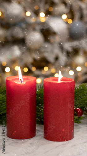 Red candles on the backgrou...