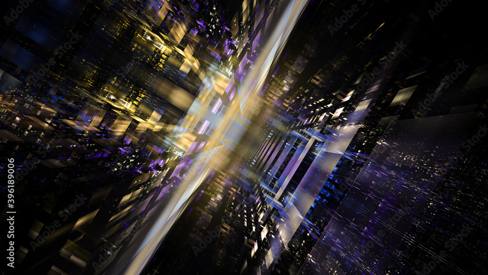 3D illustration of abstract fractal for creative design looks like modern city techno structure. 3D illustration of abstract fractal for creative design looks like modern city techno structure.