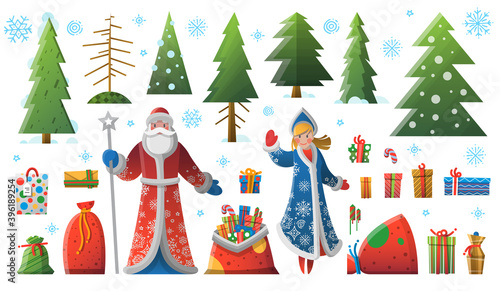 New Year Christmas elements, Father Frost Snow Maiden