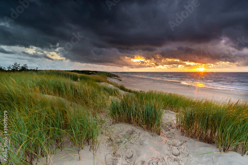 Beautiful see landscape panorama  dune close to Baltic See  Slowinski National Park  Poland
