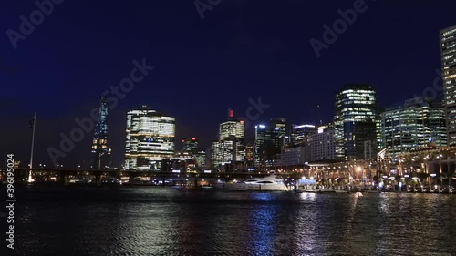 Wallpaper Mural Blue dark city time in Sydney – illuminated Darling harbour skyline as 4k.
 Torontodigital.ca