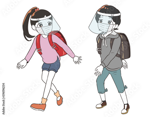 小学生　フェイスガード＆マスク