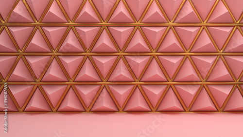 Abstract background of triangular shapes with golden edges