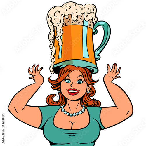 Funny woman with a mug of beer