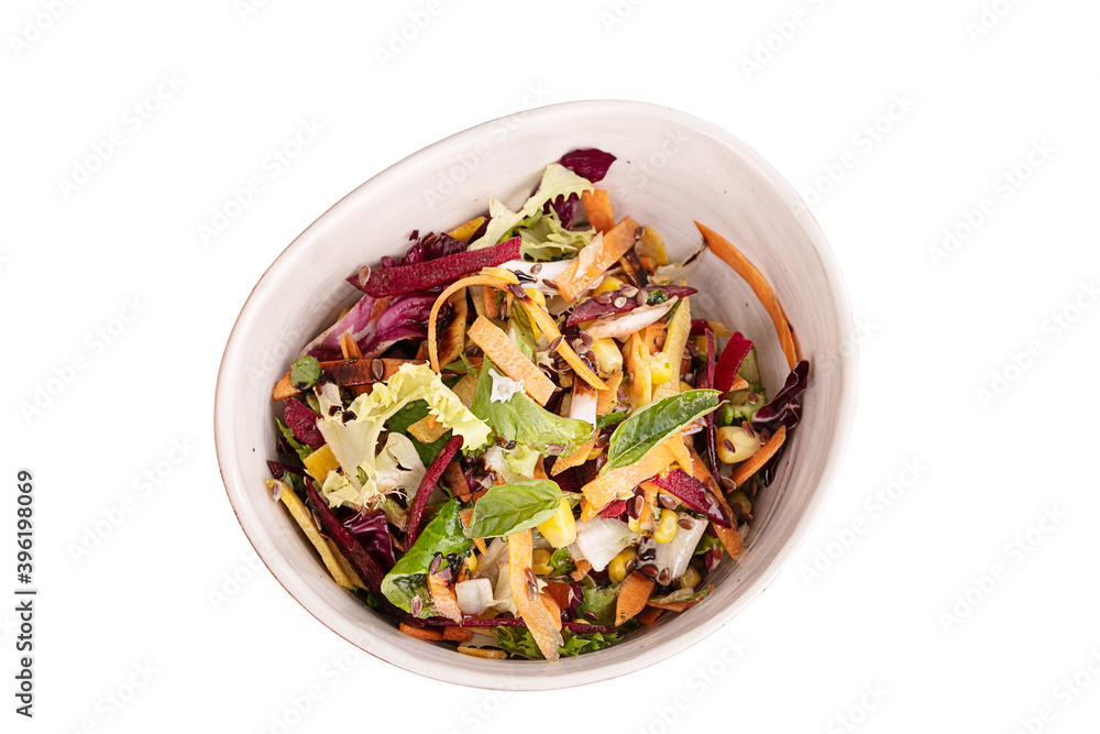 White bowl with mixed salad White bowl with mixed salad