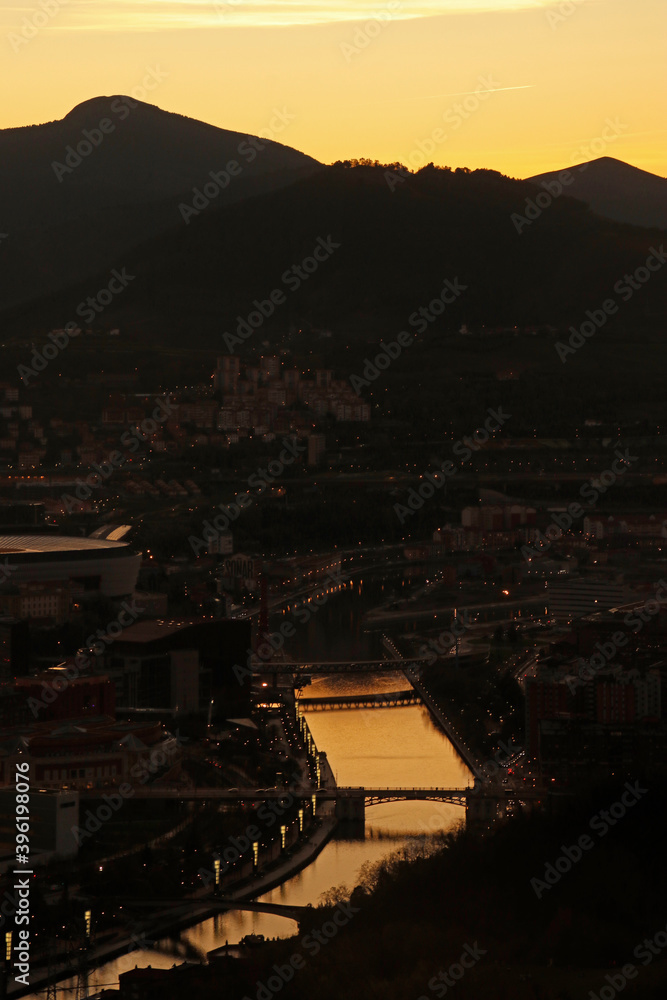 View of the river of Bilbao in the evening