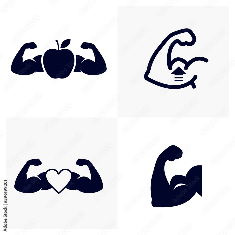 Hands muscular design vector, Fitness equipment icon concept, Creative Gym Symbol, Illustration Hands muscular design vector, Fitness equipment icon concept, Creative Gym Symbol, Illustration