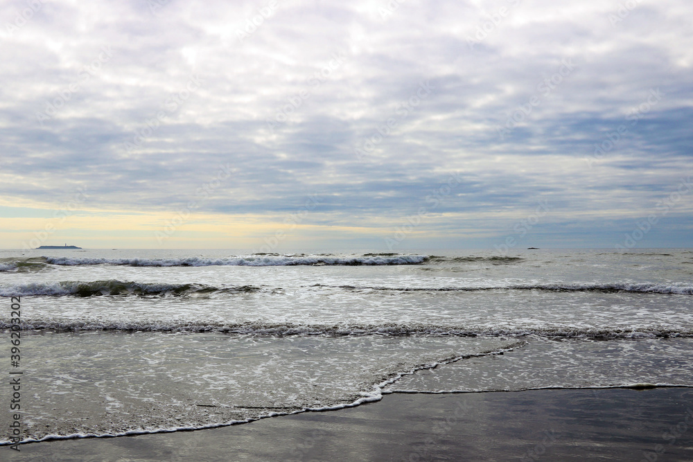 Panoramic view of a calm sea or ocean on the horizon.