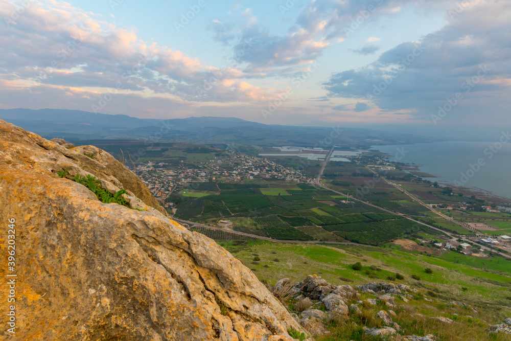 Sunrise view of the north of the Sea of Galilee