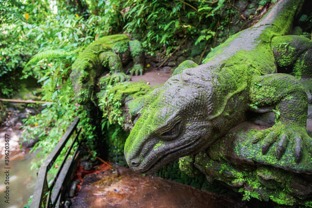 Ancient traditional balinese statue lizard. Ubud Ancient traditional balinese statue lizard. Ubud