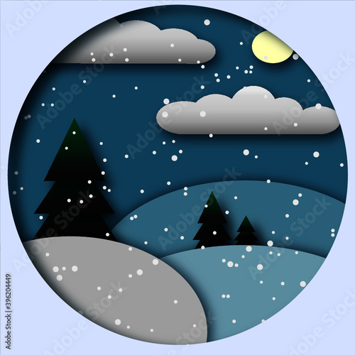 Wallpaper Mural Winter night landscape Torontodigital.ca