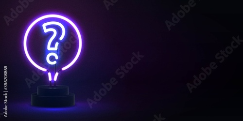 Vector realistic isolated neon sign of Quiz logo with copy space for template decoration and covering. Concept of trivia night and question.
