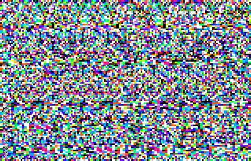 Pixel noise vector background of TV screen glitch texture. Digital and VHS video static error pattern, television no signal and computer code glitch effects, data fail and display distortion backdrop