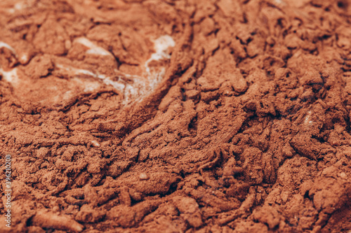 Cacao dough close-up. Macro shot. Liquid dough.