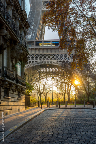Photography Paris, France - November 26, 2020: A back alley in Paris showcasing the architec