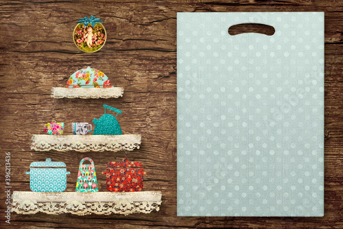 Canvas Print Cute Christmas tree  menu border background.