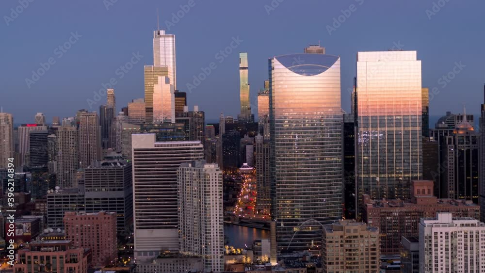 Aerial View of Downtown Chicago at Golden Hour Aerial View of Downtown Chicago at Golden Hour