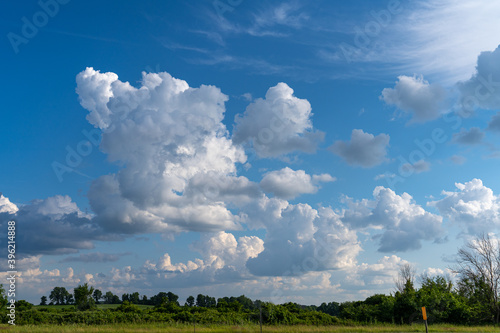 Beautiful Cumulus clouds on a blue skies background.