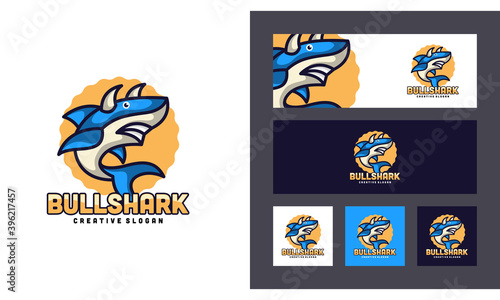 Adorable Shark Character Mascot Creative Logo Template