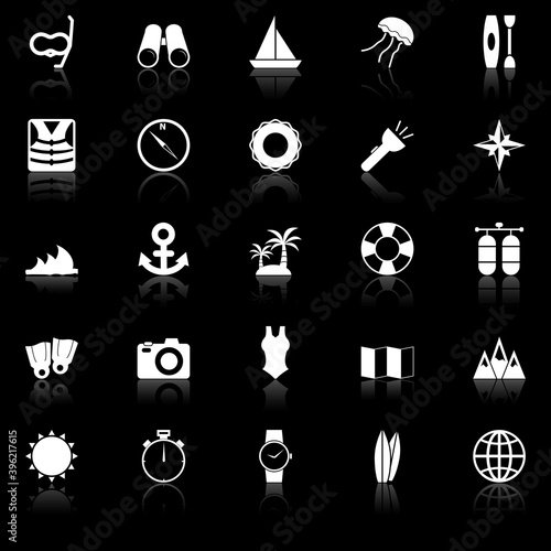 Diving icons with reflect on black background