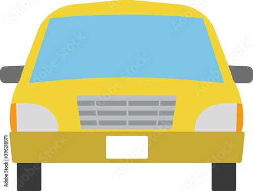 可愛いシンプルな正面からみた普通乗用車のイラスト