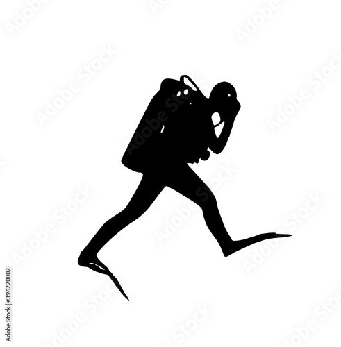 Silhouette of a diver, Giant Stride Entry