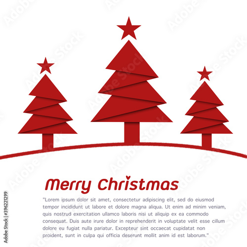 Three Origami Christmas tree with red star