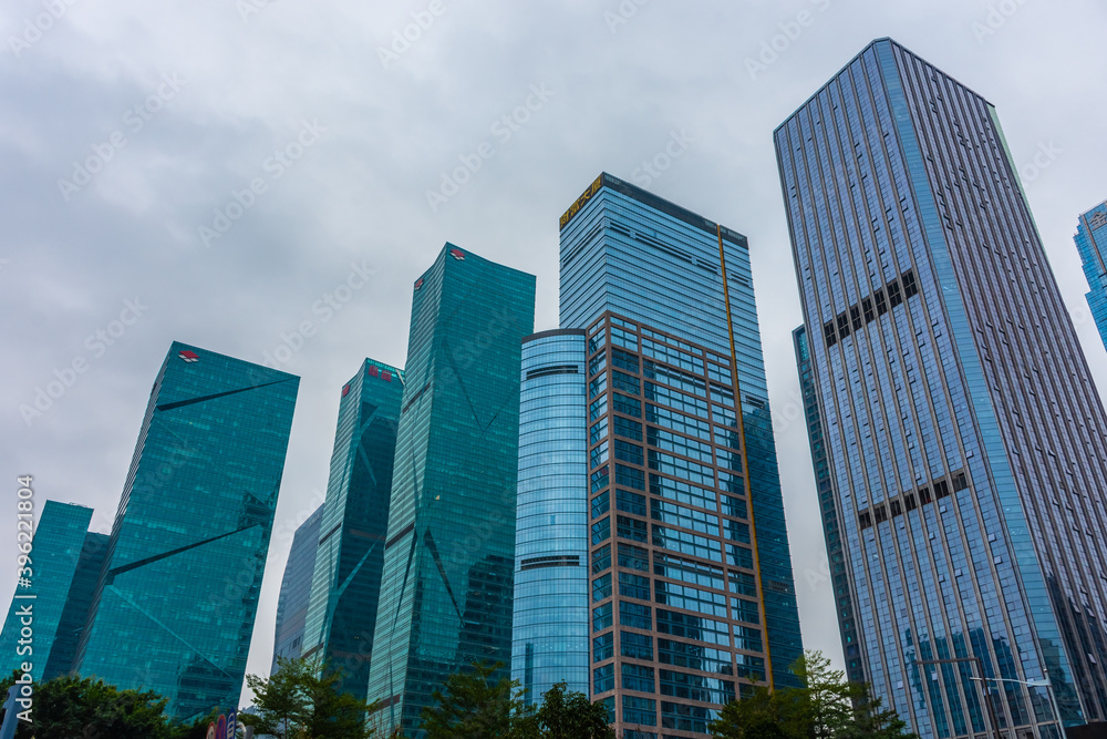 SHENZHEN, CHINA, 02 JANUARY 2020: Modern skyscrapers in Shenzhen business district