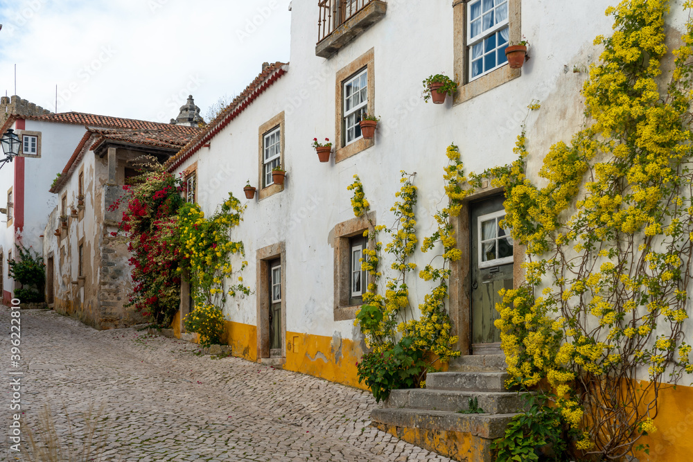 Typical street of the medieval village of Óbidos in Portugal