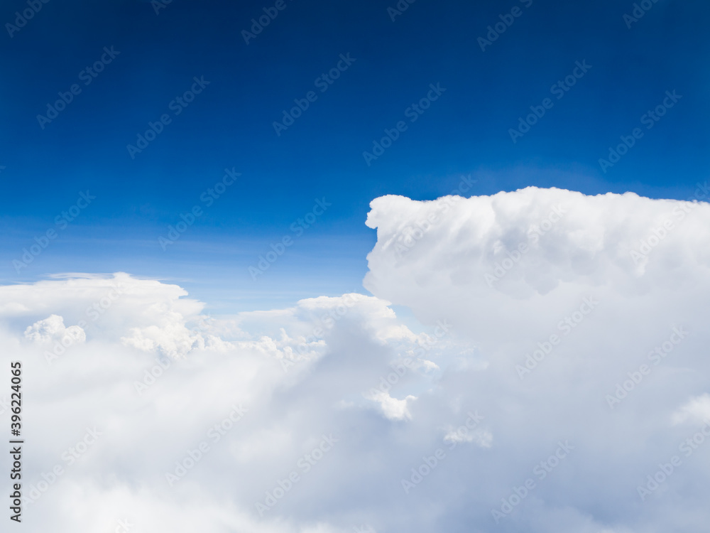 View of blue sky background with white cloud on high level View of blue sky background with white cloud on high level