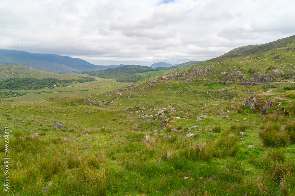 Fototapeta premium Landscape of Gap of Dunloe drive in The Ring of Kerry Route. Killarney, Ireland., Part of Wild Atlantic Way