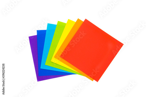 Isolated of colorful paper use for fold the origami in rainbow color