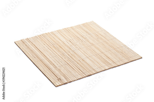 Canvas Print Bamboo mat isolated on white background.