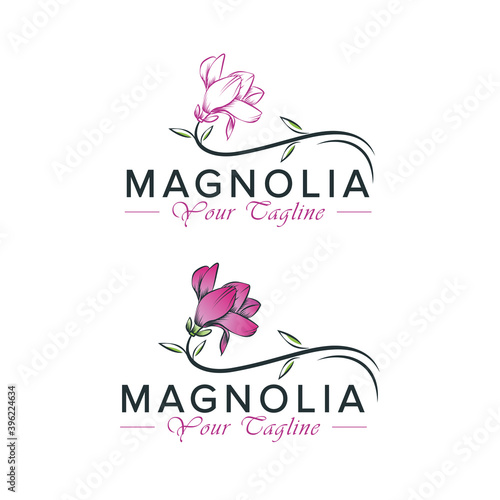 Beauty magnolia flower design logo Template icon