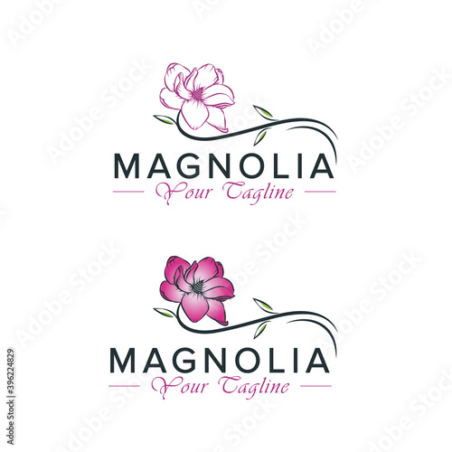 Beauty magnolia flower design logo Template icon