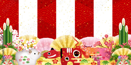 丑　初売り　年賀状　背景