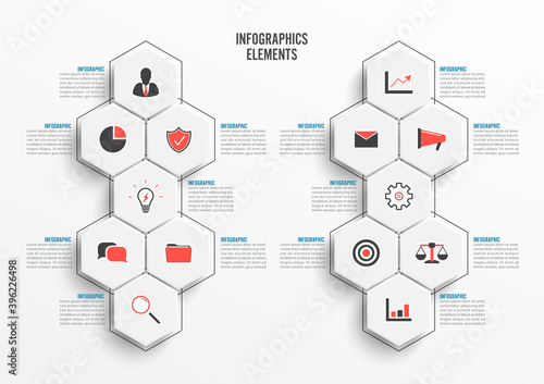 Vector infographic template with 3D paper label. Business concept with 10 options. For content, diagram, flowchart, steps, parts, timeline infographics, workflow, chart