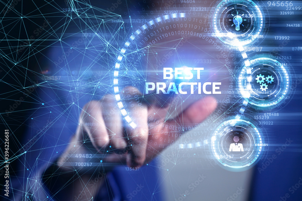The concept of technology, the Internet and the network. Businessman shows a working model of business: Best practice The concept of technology, the Internet and the network. Businessman shows a working model of business: Best practice