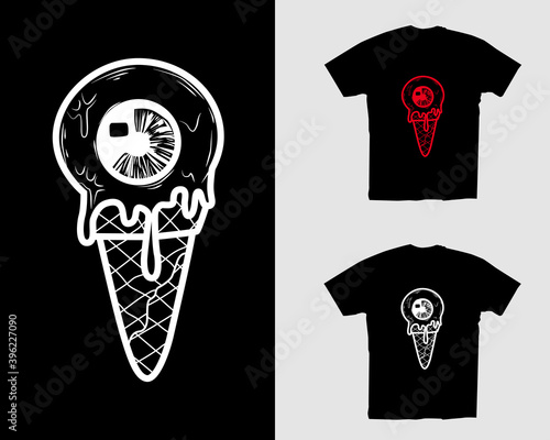 sample t-shirt design with eye ice cream graphic illustration vector