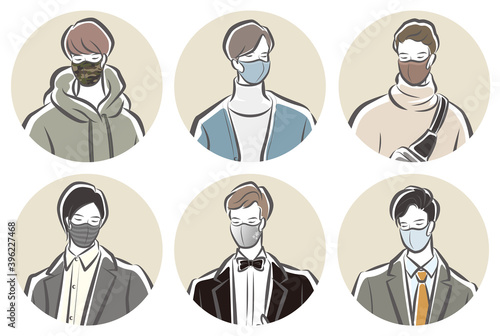 マスクを付けたファッション. 感染症防止.