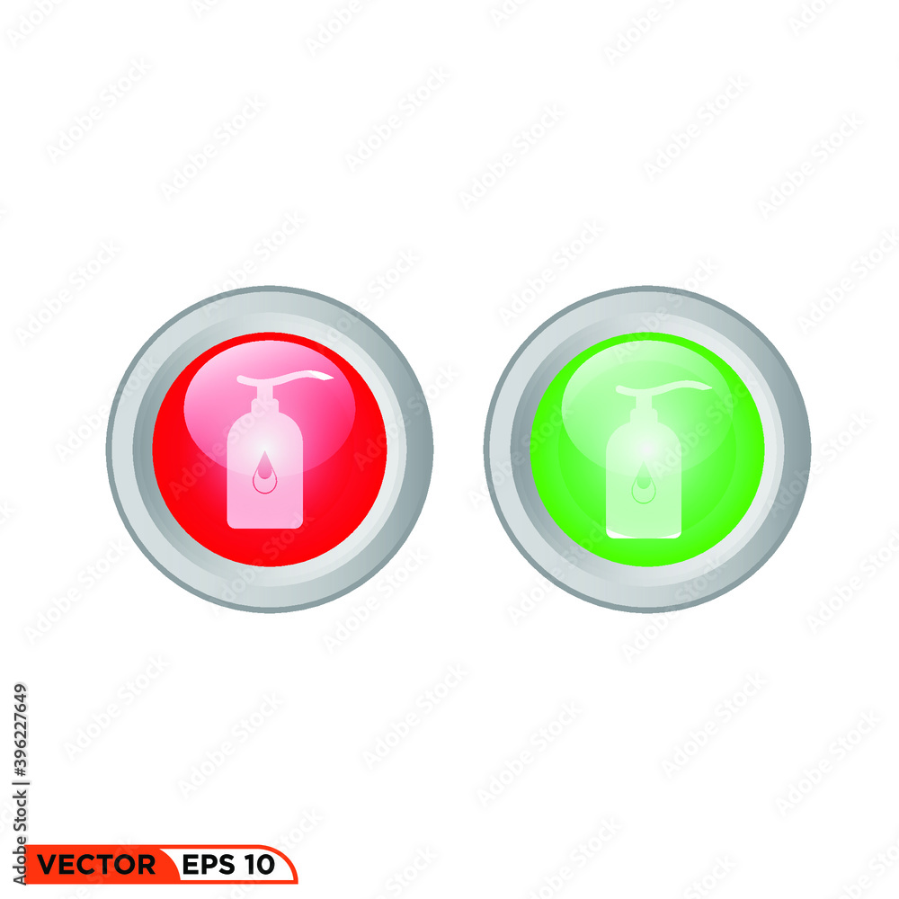 Icon vector graphic of Button sanitizer 3D, green light, red light, good for template illustration Icon vector graphic of Button sanitizer 3D, green light, red light, good for template illustration