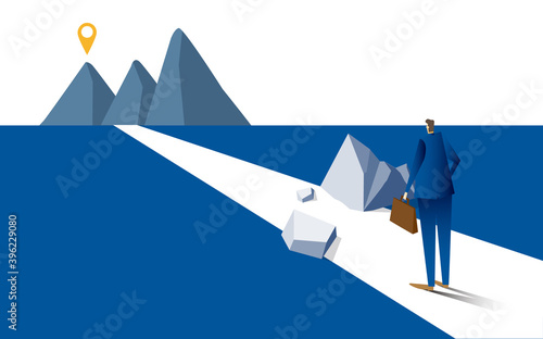 A businessman with a distant goal