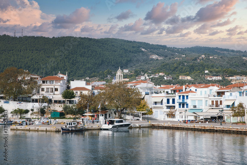 Skiathos Island, Greece. Skiathos town on Beautiful view of the old town .