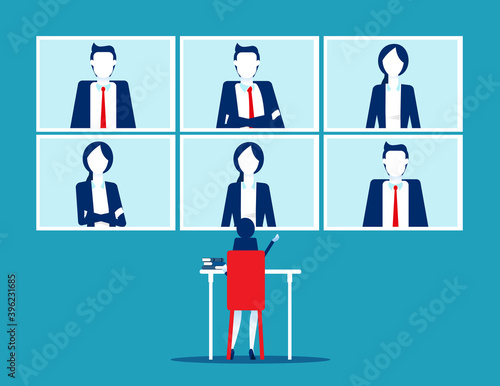 Business people online meeting and talking. Online Social